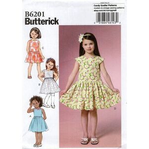 Butterick B6201 Gathered-Skirt Dress w Cap Sleeves Sleeveless Sz 2 3 4 5 UNCUT